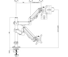 Laikiklis Maclean 2 monitorius mount, gas spring, 17"-32", 2-10kg, juodas, MC-136