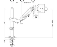 Laikiklis Maclean monitorius mount, gas spring, 17"-32", 2-10kg, juodas, MC-135