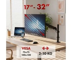 Laikiklis Maclean monitorius mount, gas spring, 17"-32", 2-10kg, juodas, MC-135