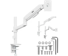 Laikiklis / wieszak na monitorius Ergo Office, sprężyna dujinė, 17"-32", 1-10kg, balta matt, max. VESA 100x100, ER-691 W