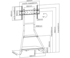 Maclean MC-455 laisvai pastatomas kampinis televizoriaus stovas Bauhaus stiliaus, laisvai pastatomas televizoriaus laikiklis su dviem lygiais, pagamintas iš medžio, keliamoji galia iki 10 kg, televizoriaus laikiklis iki 40 kg, 37-75'', maks. VESA 600x400, maks. Aukštis 1460 mm