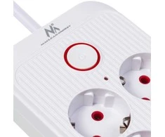 „Maclean“ maitinimo jungtis, 6 lizdų prailgintuvas + 4xUSB, 110-240V AC 50/60Hz, 2.1A max 2500W, 1.5 m, baltas, MCE389 W