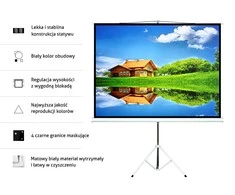 MACLEAN MC-536 Maclean MC-536 Standard Portable Projektoriaus ekranas su stovu 72?? 4:3 145x110 cm