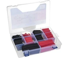 Rinkinys „Maclean“ termosusitraukiančių vamzdelių rinkinys, 3 mm – 200 vnt., 6 mm – 100 vnt., 13 mm – 120 vnt., 25 mm – 100 vnt., 520 vnt., MCTV-530