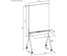 Mobili sausai valoma lenta „Ergo Office“, vertikali, balta, vienpusė, su lentyna, lentos matmenys 1190 x 790 mm, ER-305
