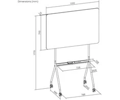 Mobili sausai valoma lenta „Ergo Office“, horizontali, balta, vienpusė, su lentyna, lentos matmenys 1190 x 790 mm, ER-306
