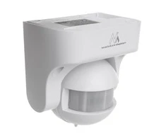 Czujnik „Maclean“ PIR judesio jutiklis, infraraudonųjų spindulių, IP44, baltas, veikimo nuotolis 12 m, maksimali apkrova 800/1200 W, MCE358 W