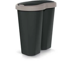 Prosperplast Krepšys „Compacta R Duo“ šiukšliadėžė, ruda/juoda, talpa 40 l, vienas skyrius, du dangčiai, NDRF40-WG5C_S411