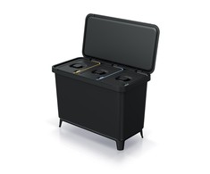 Prosperplast Šiukšliadėžė SYSTEMA 3x10L - juoda recykling