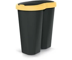 Prosperplast Šiukšliadėžė Compacta R Duo, Geltonas/juoda, talpa 40L, Jedna komora, Dwie pokrywki, NDRF40-1215C_S411