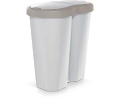 Prosperplast Krepšys „Compacta R Duo“ šiukšliadėžė, ruda/pelenų spalvos, talpa 40 l, vienas skyrius, du dangčiai, NDRF40-WG5C_427C
