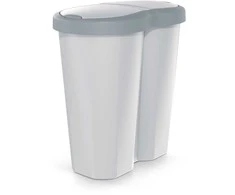 Prosperplast Krepšys „Compacta R Duo“ šiukšliadėžė, pilka/peleninė, talpa 40 l, vienas skyrius, du dangčiai, NDRF40-429U_427C