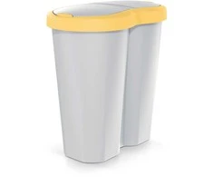 Prosperplast Šiukšliadėžė Compacta R Duo, Geltonas/šviesiai pilka, talpa 40L, Jedna komora, Dwie pokrywki, NDRF40-1215C_427C