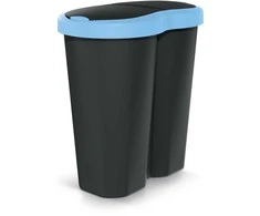 Prosperplast Krepšys „Compacta R Duo“ šiukšliadėžė, mėlyna/juoda, talpa 40 l, vienas skyrius, du dangčiai, NDRF40-2717C_S411