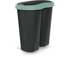 Prosperplast Šiukšliadėžė Compacta R Duo, Žalias/juoda, talpa 40L, Jedna komora, Dwie pokrywki, NDRF40-5575C_S411