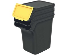 Prosperplast STACKBOX Q SET šiukšliadėžės - juodos 20l. Kedenas