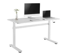 Ergo Office ER-401 Sėdimas stalas 140x60cm Rankiniu būdu reguliuojamo aukščio Biuro stalas max 117cm Ergonomiškas stalas, apkraunamas iki 40kg baltas