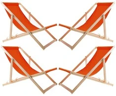 Rinkinys 4 saulės kėdžių komplektas, oranžinis, surinktas, Woodok