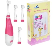 Šepetėlis SEAGO ultragarsinis dantų šepetėlis vaikams, rožinis, 1xAAA 1.5V (nepridedamas), 4 galvutės, SG-902 Rožinė