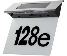Sieninis šviestuvas Solarna „Maclean“ saulės energija varomas LED namo numerio šviestuvas, IP44, 1 W, 100 lm, 6000 K, 600 mAh baterija, 2,5 V nuolatinė srovė 70 mA, MCE423