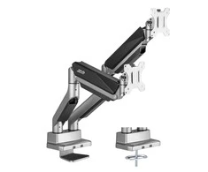 Laikiklis „Ergo Office“ universalus stalo laikiklis dviem monitoriams, dujinė spyruoklė, 17"-35", 15 kg, VESA 75x75 / 100x100, ER-446