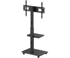 Laikiklis Televizoriaus stovas / vežimėlis „Ergo-Office“, maks. apkrova 50 kg / 5kg lentyna, maks. VESA 600x400, įmontuotas maitinimo lizdas, juodas, ER-304 B