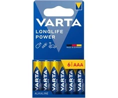 6x baterija R-03 R03 AAA LR06 1,5V VARTA Longlife Power alkaiczna