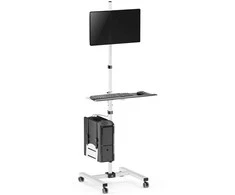 Maclean profesionalus nešiojamojo kompiuterio stovas, mobilioji kompiuterio darbo vieta ant ratų, maks. 17"-32", maks. 20 kg, MC-793