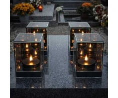 Salamina Kapų žvakė.3D LED veidrodinis žibintas su liepsnos efektu, stačiakampis, 15 cm
