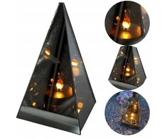 Salamina Kapų žvakė.3D LED veidrodinis žibintas su liepsnos efektu, piramidė, 20 cm