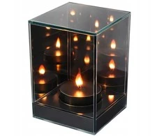 Salamina Kapų žvakė.3D LED veidrodinis žibintas su liepsnos efektu, stačiakampis, 15 cm