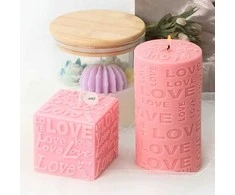 Salamina Sojų vaško VALENTINO dienos žvakių rinkinys "LOVE" (cilindras+kubas)