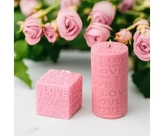 Salamina Sojų vaško žvakė cilindro formos Valentino dienai "Love" rožinės spalvos