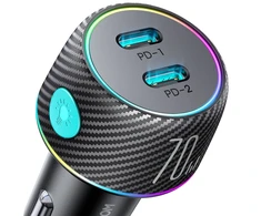 Automobilinis įkroviklis Joyroom CCN02, 2x USB-C PD 70W (juodas)