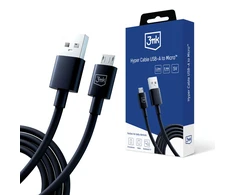 3MK Hyper kabelis USB-A - Micro USB1.2m 5V 2,4A juodos spalvos