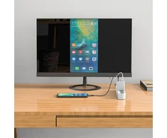 Acefast 2in1 įkroviklis GaN 65W USB Type C / USB, adapter adapter HDMI 4K @ 60Hz (set su kabelis) baltos spalvos (A17 baltos spalvos)