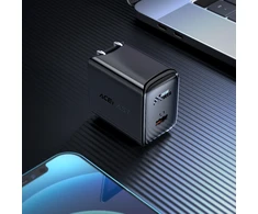 Acefast A23 30W GaN USB-C US Sieninis įkroviklis - Juodas