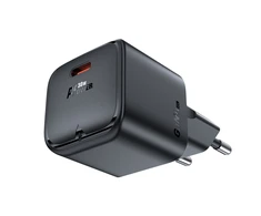 Acefast A77 Mini PD 30W GaN USB-C laidinis įkroviklis – juodos spalvos