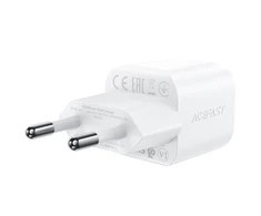 Acefast A77 Mini PD 30W GaN laidinis įkroviklis + USB-C kabelis – baltos spalvos