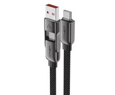 Acefast C13-04 USB-C – USB-A / USB-C kabelis 480Mb/s 3A 1.2m – Juodos spalvos