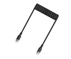 Acefast C14-03 USB-C – USB-C Spring kabelis 480Mb/s 3A 1.2m – Juodos spalvos