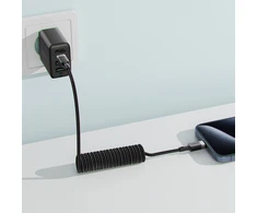 Acefast C14-03 USB-C – USB-C Spring kabelis 480Mb/s 3A 1.2m – Juodos spalvos