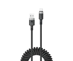 Acefast C14-04 USB-A – USB-C kabelis Spring 480Mb/s 3A 1.2m – Juodos spalvos
