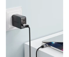 Acefast C15-04 USB-A – USB-C kabelis su ekranu 480Mb/s 66W 1.2m – Juodos spalvos