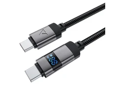 Acefast C15-04 USB-C – USB-C kabelis su ekranu 480Mb/s 66W 1.2m – Juodos spalvos