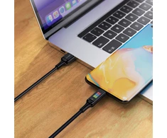 Acefast C7-04 USB-A USB-C 60W 1.2m kabelis su ekranu – juodos spalvos