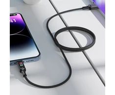 Acefast C7-04 USB-A USB-C 60W 1.2m kabelis su ekranu – juodos spalvos