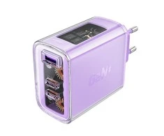 Sieninis įkroviklis Acefast A45, 2x USB-C, 1xUSB-A, 65W PD (violetinė)