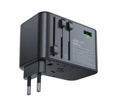 Daugiafunkcis kelioninis sieninis įkroviklis Acefast Z1, 2xUSB-A, 3xUSB-C, GaN, 67W, US/ES/UK/AU (juodas)