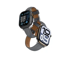 AmazingThing Class Band Leather Strap for Apple Watch 45 / 46 / 49 mm – Gray